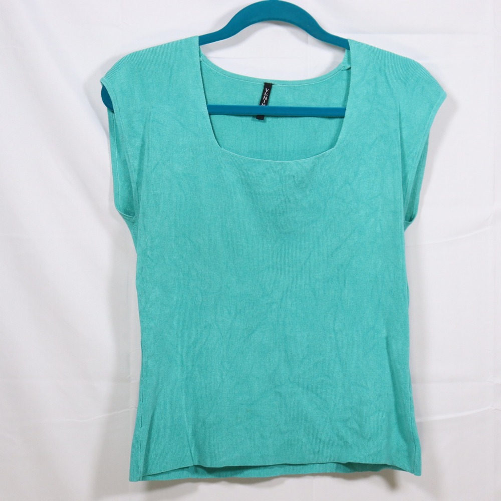 Venini Silk Blend Shell Top M Aqua Womens Coastal Knit Tank